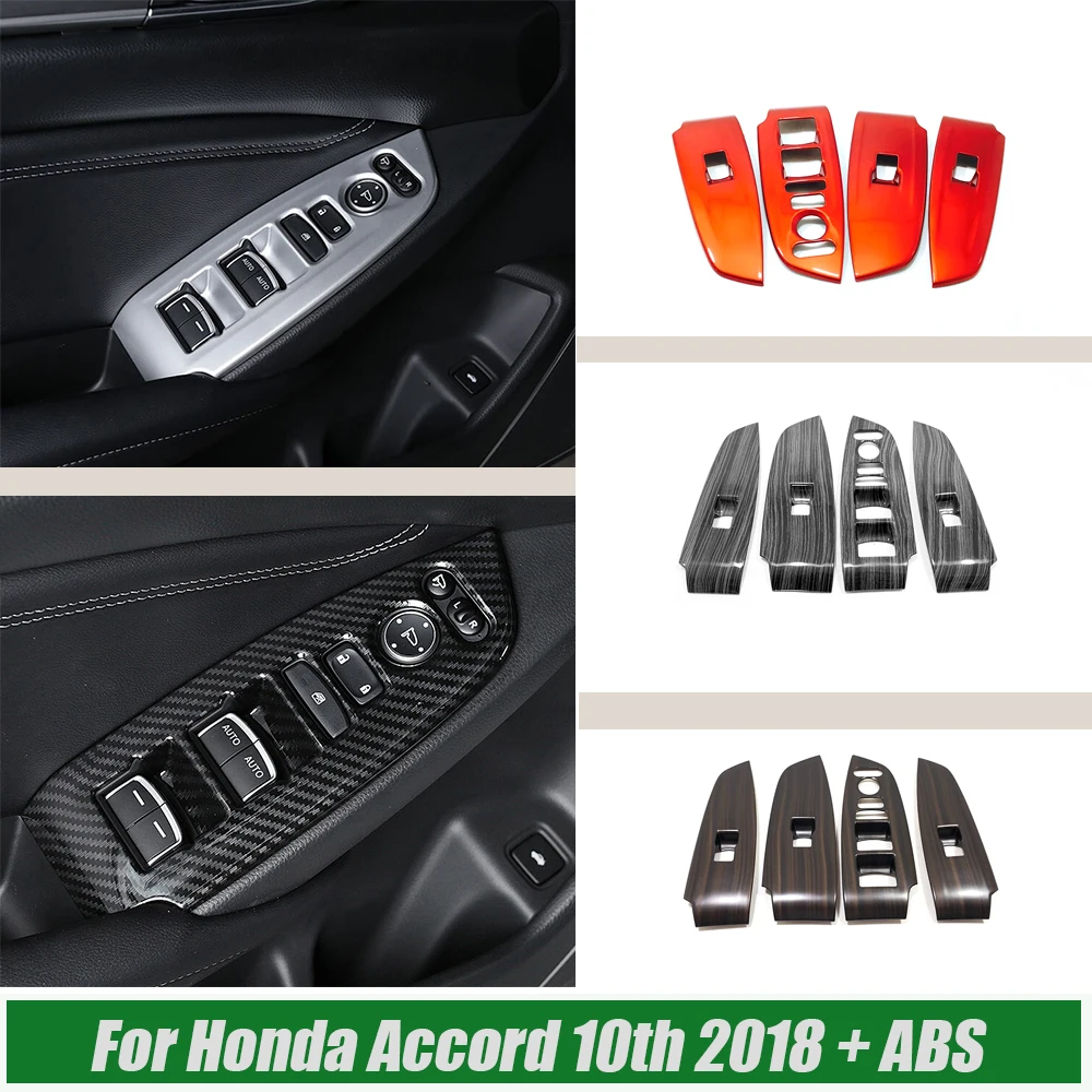 

For Honda Accord 10th 2018-2022 ABS Matte/Carbon Car Door Window glass Lift Control Switch Panel Cover trim styling Accessories