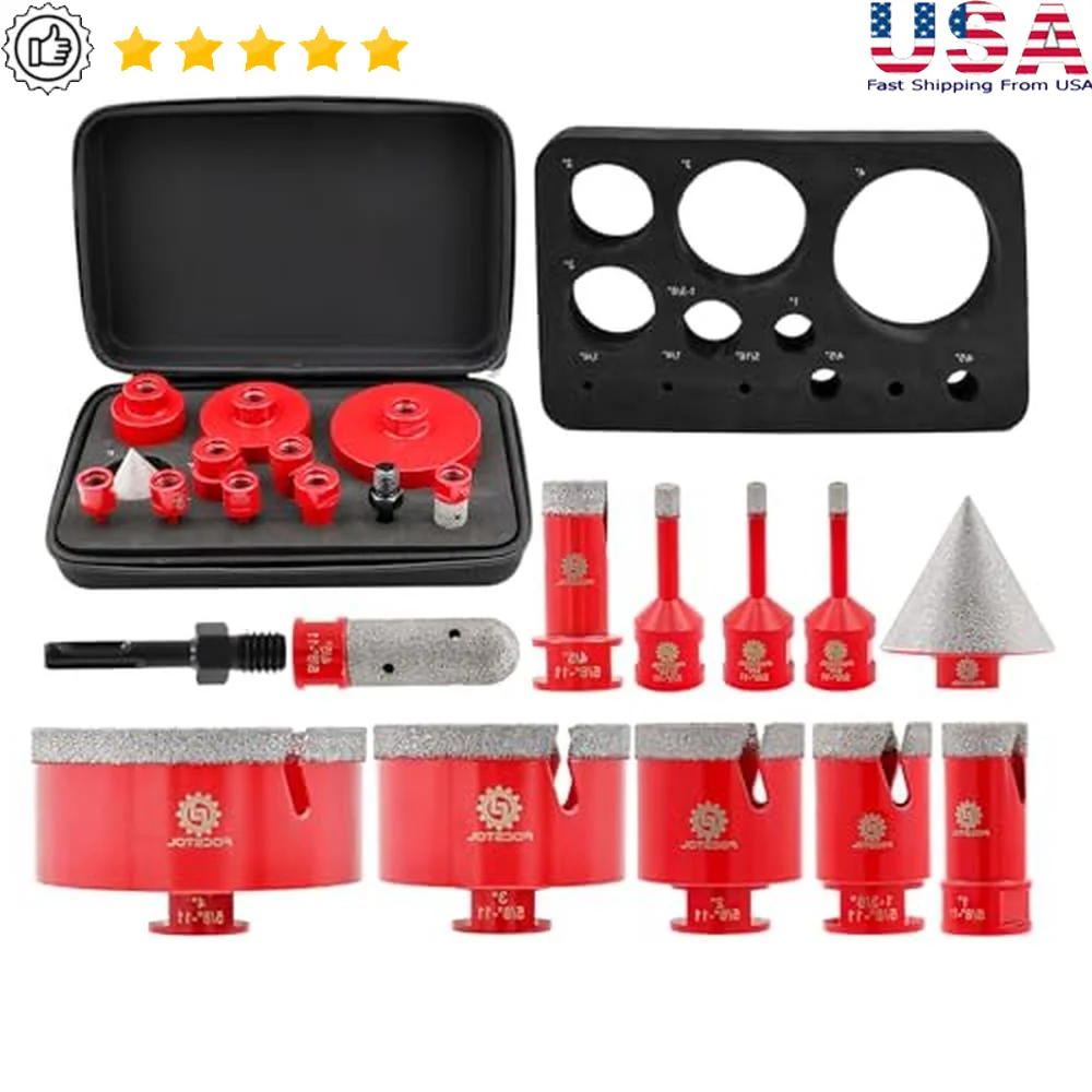 12PCS Diamond Core Drill Bit Set 6-100mm Beveling Chamfer Finger Milling SDS Hole Kit