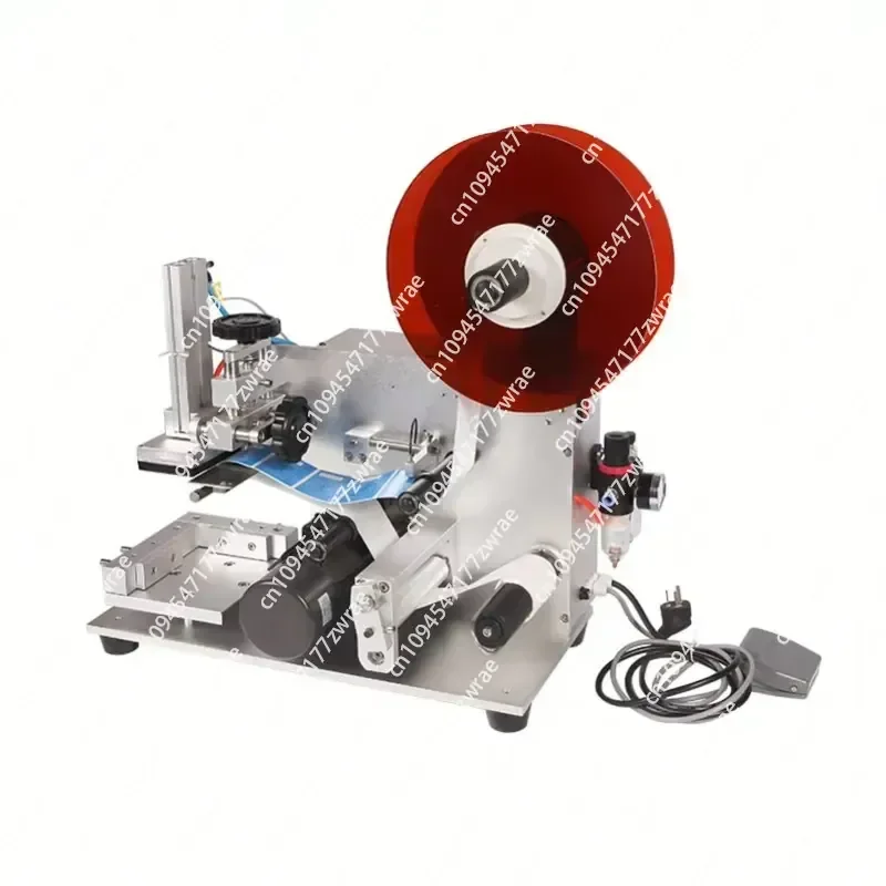 Double-side Desk Tabletop Hand Press Adhesive Label Labeling Pipe Round Bottle Jar Beverage Glass Labeling Machine