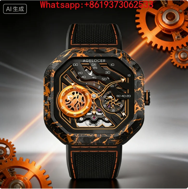 

2026 New Original Volcano Watch Men's Carbon Fiber Hollow Mechanical Watch for Boyfriend's Birthday Gift