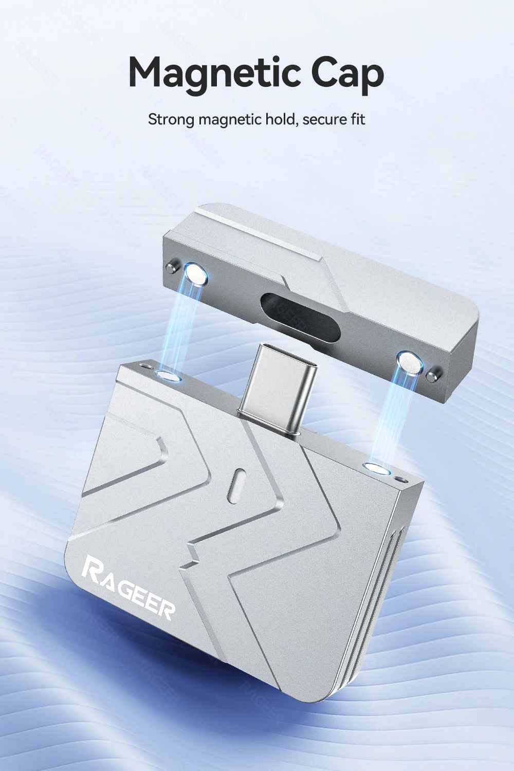 RAGEER 2230 M.2 NVMe SSD Plug-n-Play-Gehäuse - USB 3.2 (10Gbps) Aluminiumgehäuse mit Magnetabdeckung, Typ-C-Anschluss, 9210-Chip – Detail 7