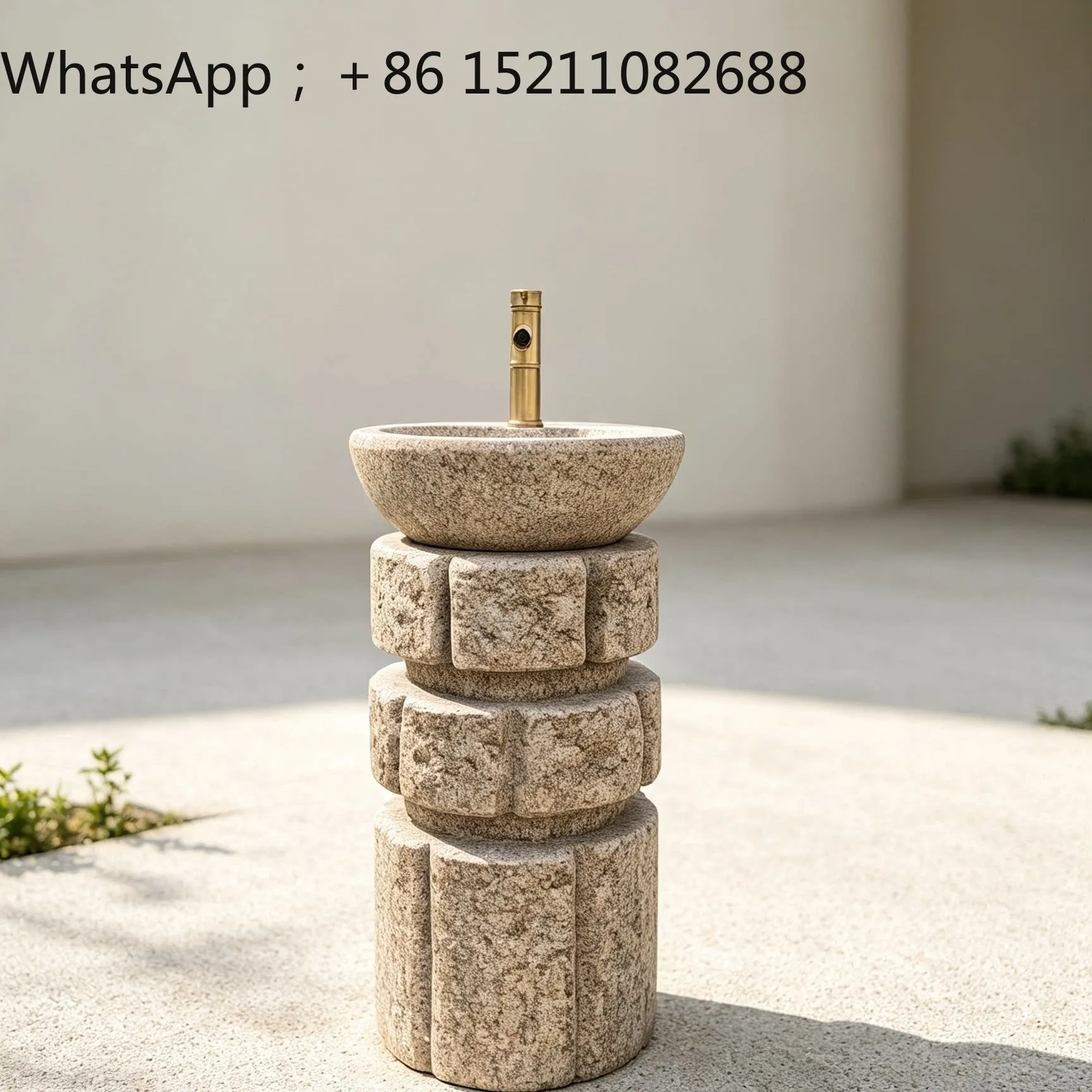 LLY outdoor imitation stone Chinese column wash basin integrated floor wash basin courtyard garden wash basin retro sink