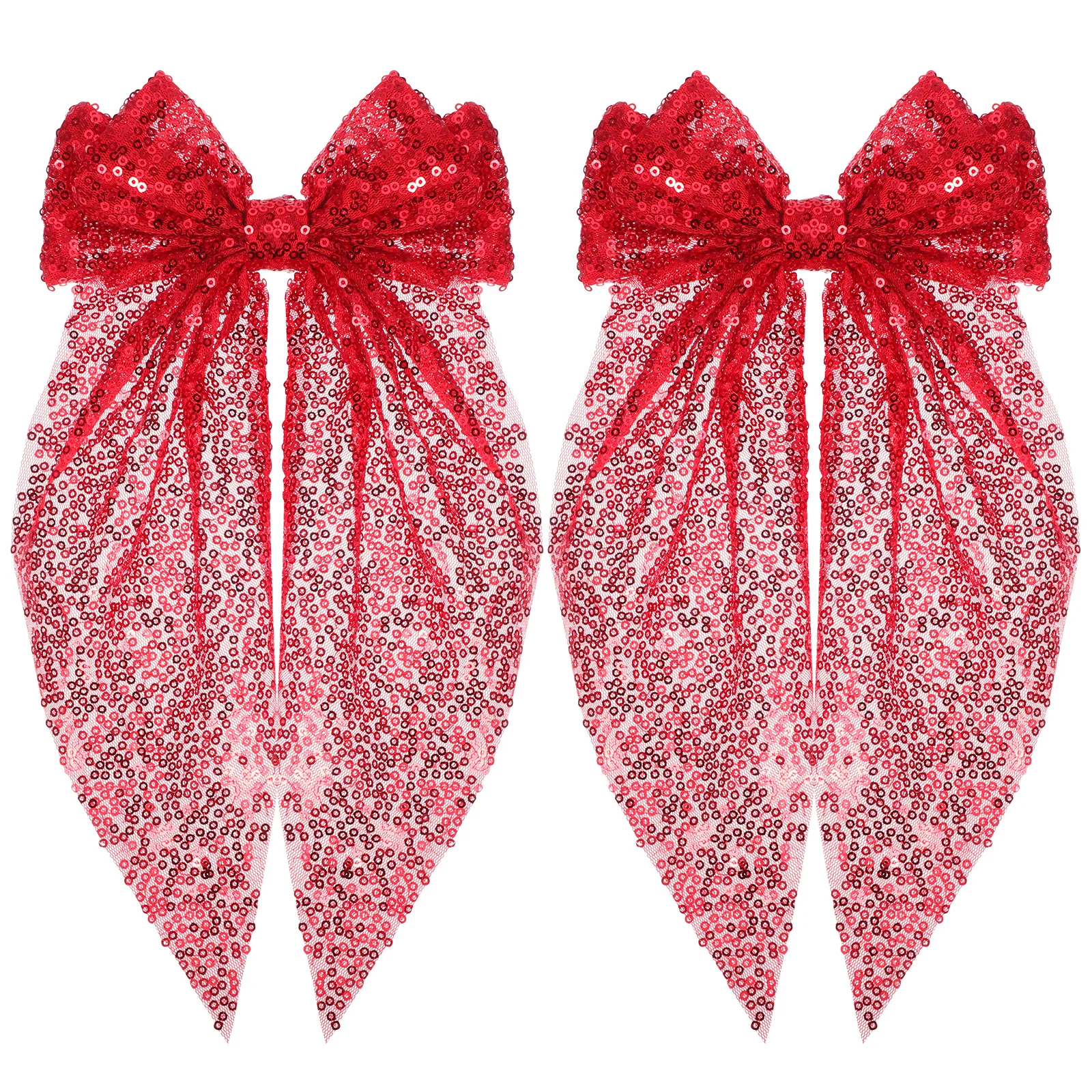 

2pcs Oversized Sequin Hair Bows Glittery Sparkly Bow Barrettes Cheerleader Hair Accessories For Women Girls Valentines Day