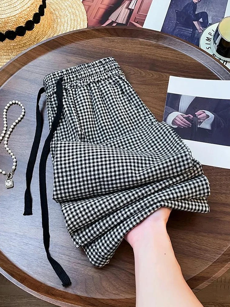 Plones Casus a Cuadros Chic 2024, Estilo Hoado para Mujer, Marca de Alta Gama, Versión Coreana, Tendencia Sur-Orient...