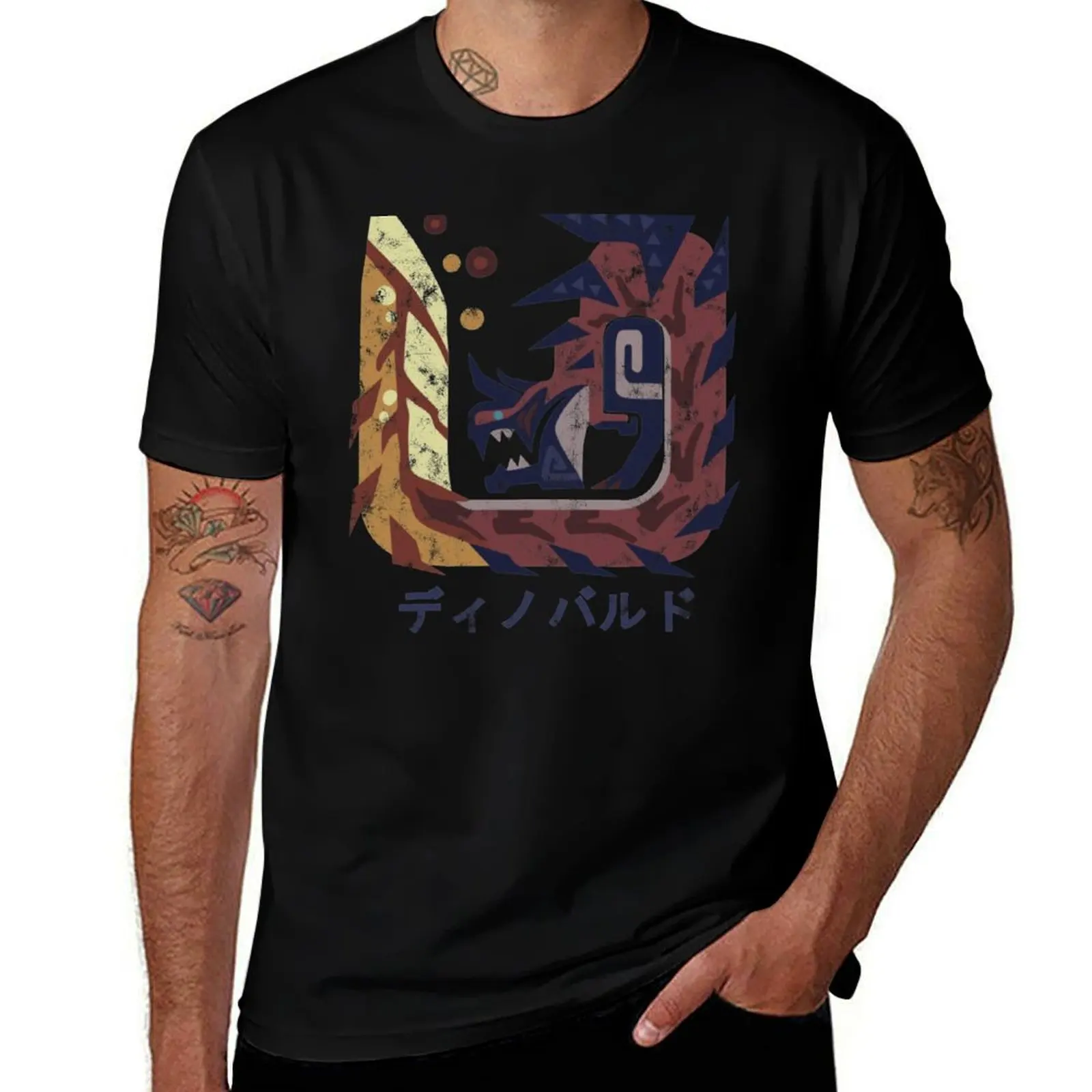 

Monster Hunter World Iceborne Glavenus Kanji Icon T-Shirt Basic Solid Color Short Sleeve Cotton Top