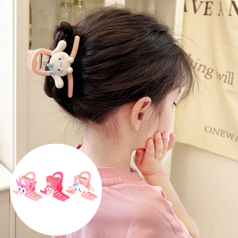 Sanrio Transparent Hair Claw Hello Kitty My Melody Cinnamoroll Kuromi Hair Grab Shark Clip Hair Accessories Girls Birthday Gifts