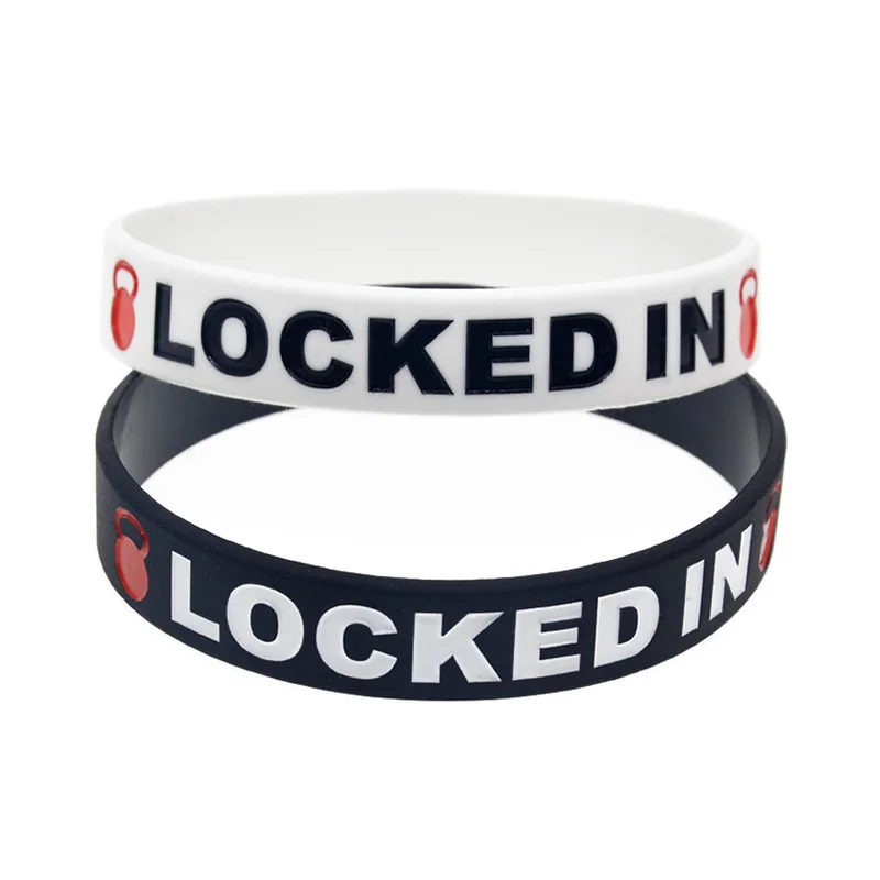 50 Pcs Locked in for Sport Silicone Bracelet Team Motivation Wrist Band for Fitness Enthusiasts
