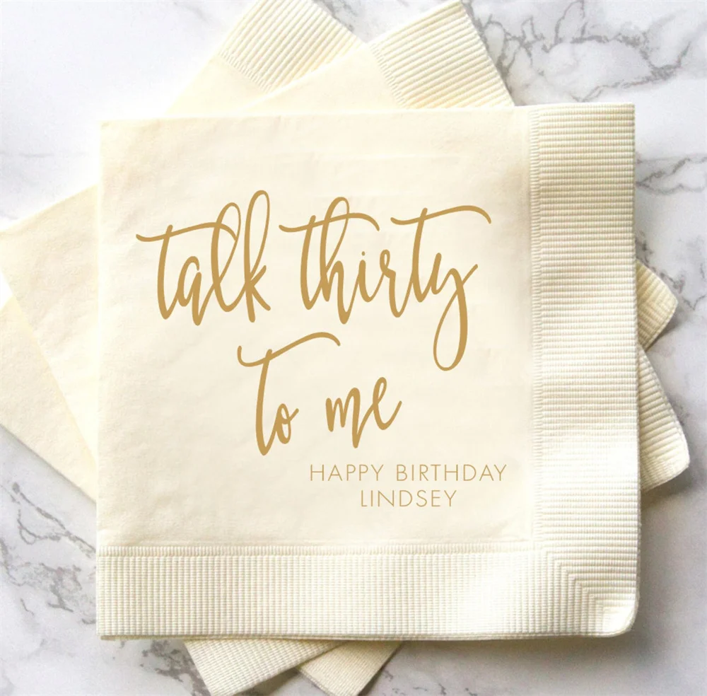 50pcs Talk Thirty to Me Personalized Birthday Napkins, 30th Birthday Napkins