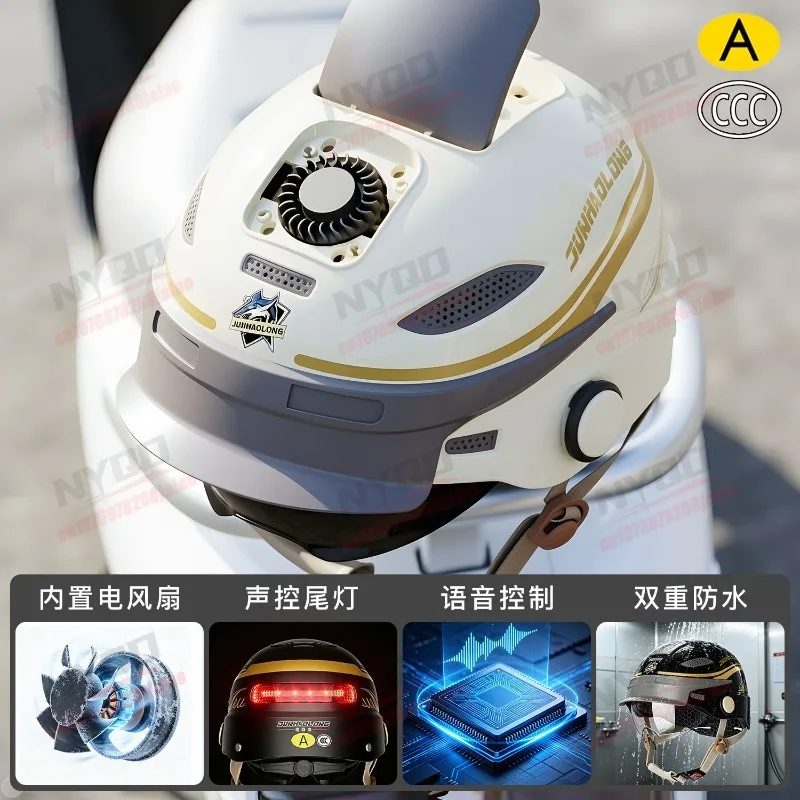 Motorcycle Riding Helmet for Men and Women, Summer Scooter, Comfortable and Breathable, All Season Intelligent Half Helmet