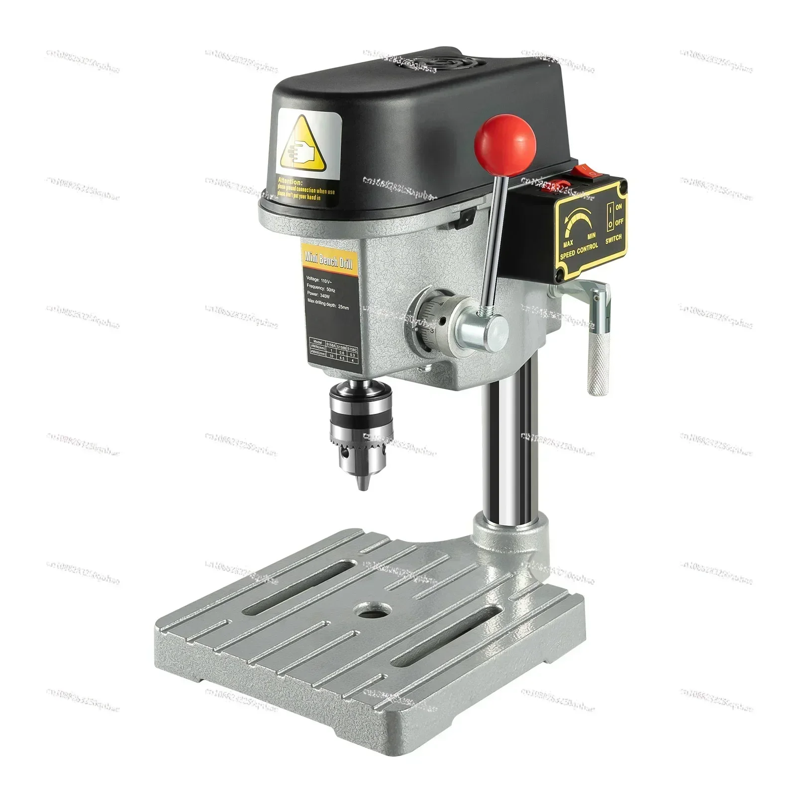 Mini Benchtop Drill Press 340W 110V Electric Wood Drilling Machine 1-10mm Clamp 3-Speed Adjustable High Speed Bench Drill Tool