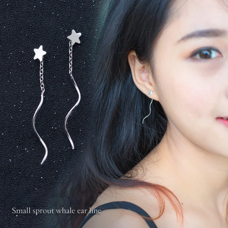 Modian Genuine 925 Sterling Silver Stars Shape Dangle Earrings Fashion Drop Earring  for Women Silver Fine Jewelry Girl Gift
