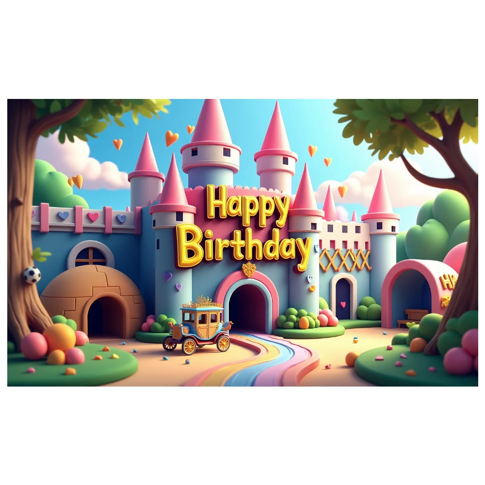 子供のための再利用可能な城のテーマの背景、子供のパーティー、楽しいプリント、楽しいおとぎ話