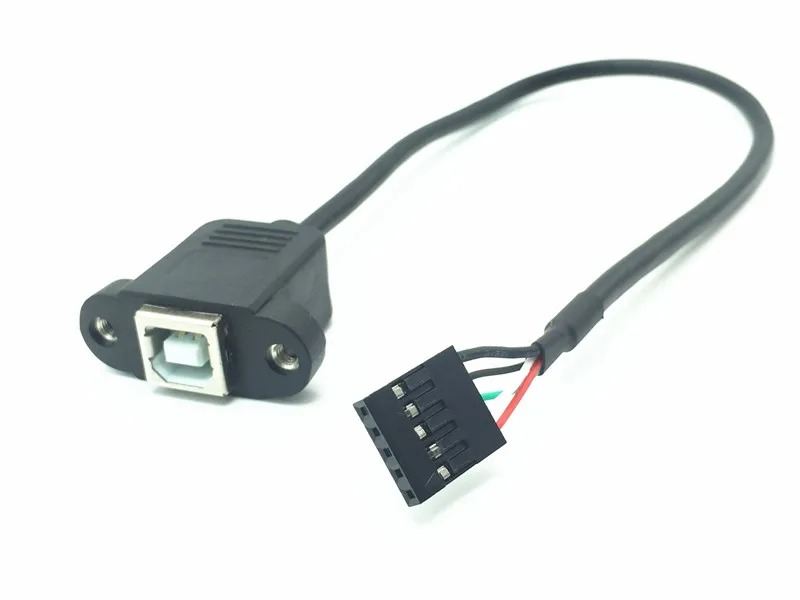 USB 2.0 B Type Female socket Printer Panel Mount to Pitch 2..54mm 5pin Motherboard Dupont Cable 0.3m