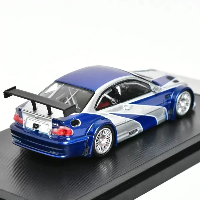 1:64، E46 M3 GTR، نموذج سيارة محاكاة مصغر ثابت مصنوع من خليط معدني، عنصر ديكور عالي الجودة قابل للجمع، هدية المهرجان.