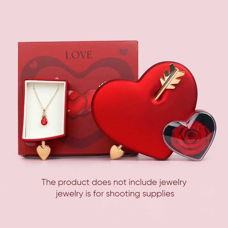 Hot Sale Cross-border Creative Heart-shaped Jewelry Storage Box for Valentine's Day with Unique Packaging Design for Rose