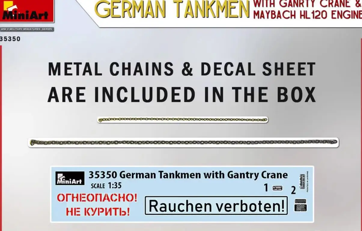 MINIART 35350 1/35 German Tankmen with Gantry Crane & Maybach Hl 120 Engine