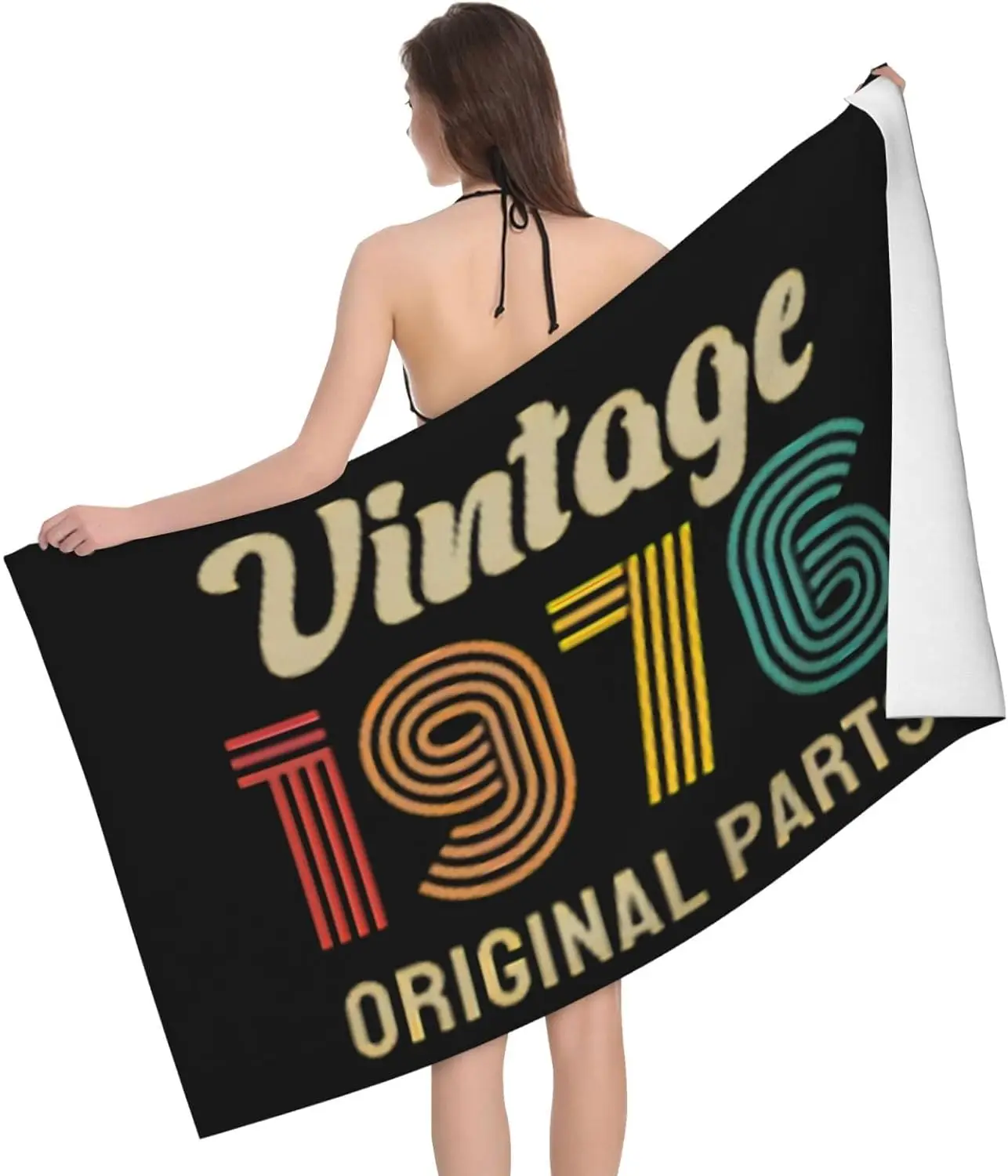 Toalla de Playa Extra Grande, Vintage 1976, Piezas Originales, Toalla de Baño de Microfibra, Manta de Playa Vintage, Toallas Ligeras y Delgadas, Talla Única