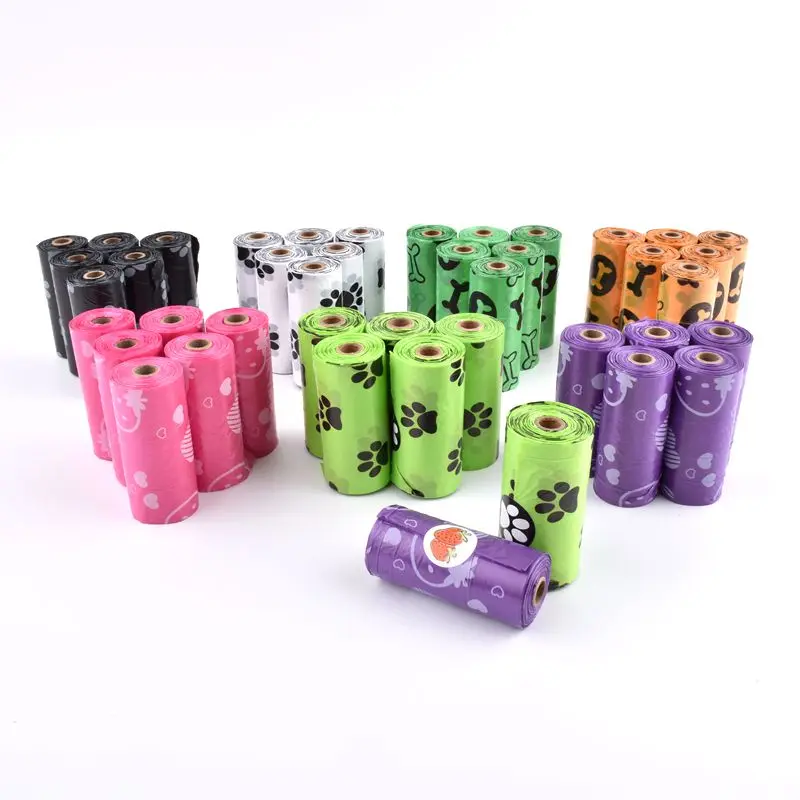 1-10Roll Degradable Pet Dog Poop Waste Bag Doggy Waste Trash Bag Distributor Clean Poop Garbage Bags Cat Litter Collector