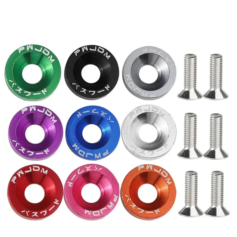100SET  M6 Car Modified Fasteners Fender Washer Bumper Engine Concave Screw Fender Washer License Plate Bolts Car Styling Gasket
