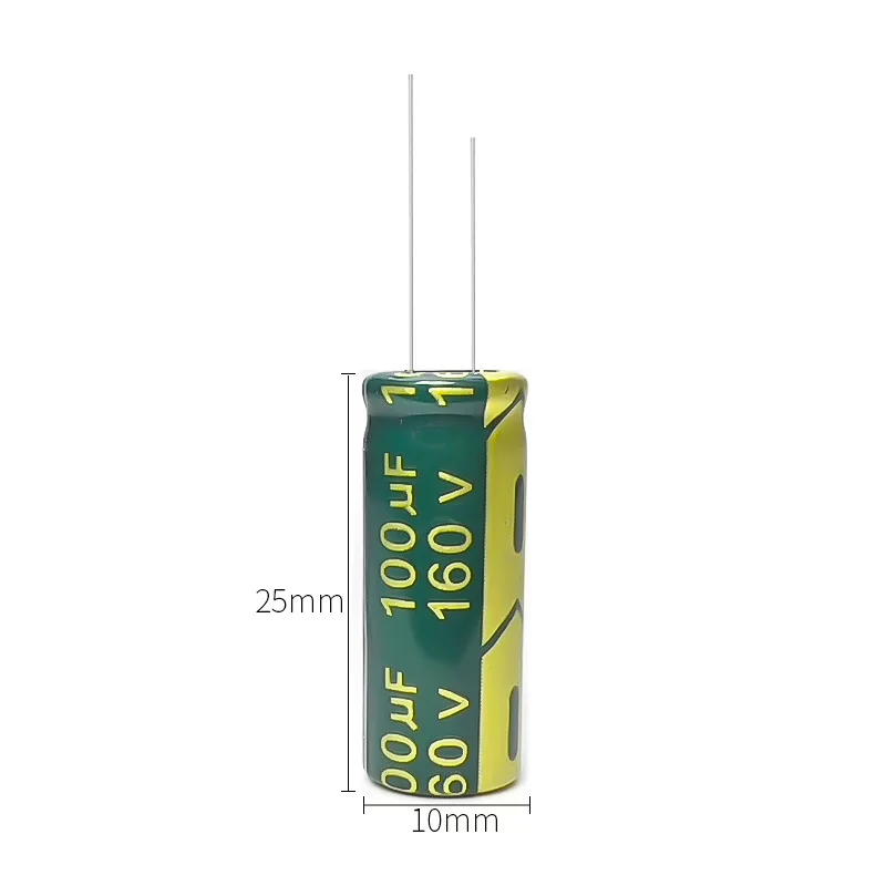 50pcs 160v100uf electrolytic capacitor high frequency low impedance long life 10x25mm low esr for power supply maintenance