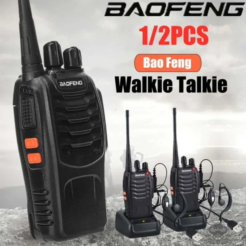 1/2PCS Range Wireless Walkie-Talkie Talkie UHF 400-470MHz 5W Handheld Two-way Ham Radio (BF888)