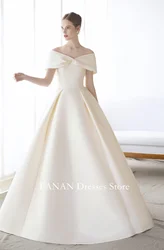 FANAN Off-Shoulder Korea Ivory Corset Matte Satin Ball Gowns Wedding Dresses 웨딩드레스 Custom Made Pretty  Bride Gowns Plus Size