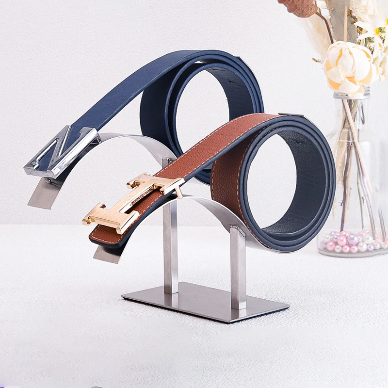 2 Bit Belt Display Stand Stainless Steel Belt Holder Organizer Belt Display Rack for Men and Women Belt,Store Display Home Use