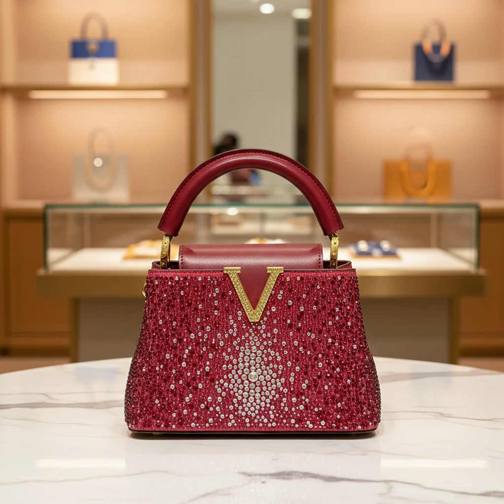 Cross-border Rhinestone PU Handbag Women's 2026 New Fashion Bucket Cover Small Party Daily Bag Luxury Evening Crossbody Bag 21CM