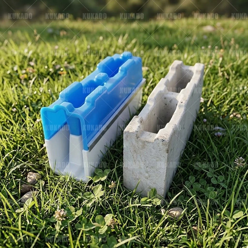 40 * 20 * 10cm hollow concrete interlocking block mold, durable plastic concrete wall structure, building brick decoration