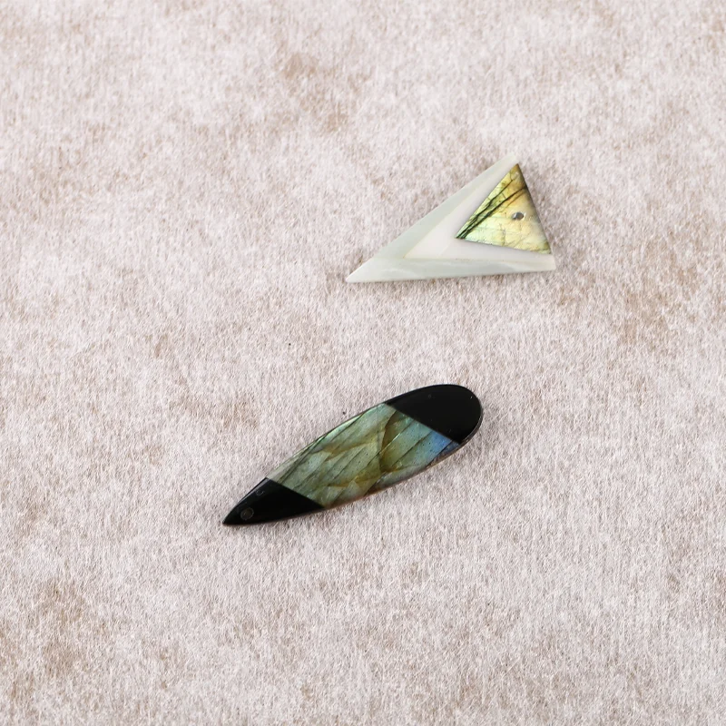 Natural Stone Gemstone Pendant BeadLimited Edition - High-grade Labradorite Combination Set Jewelry DIY Making 29x18x3mm 5g