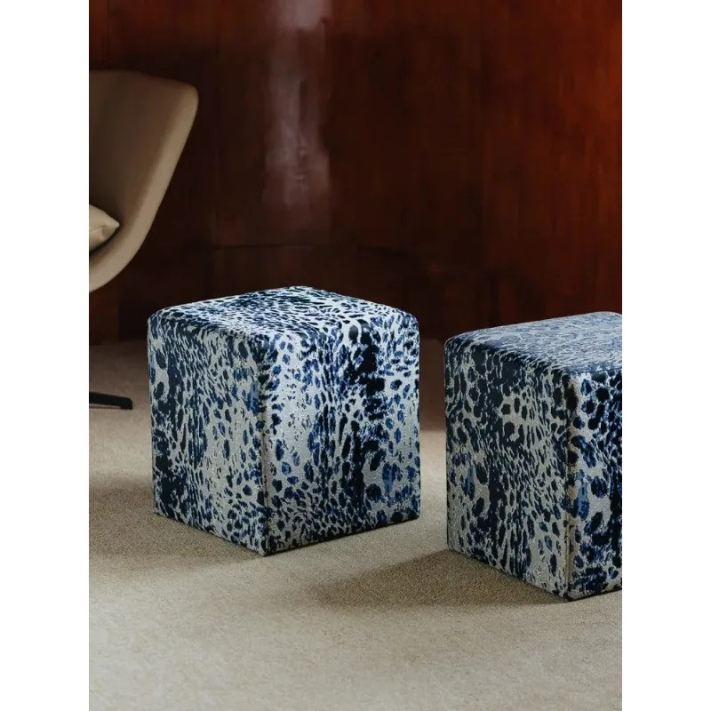 Light luxury Household Use Living Room Sofa Leopard Print Small Square Pier Bedroom Fashion Trend Dressing Stool
