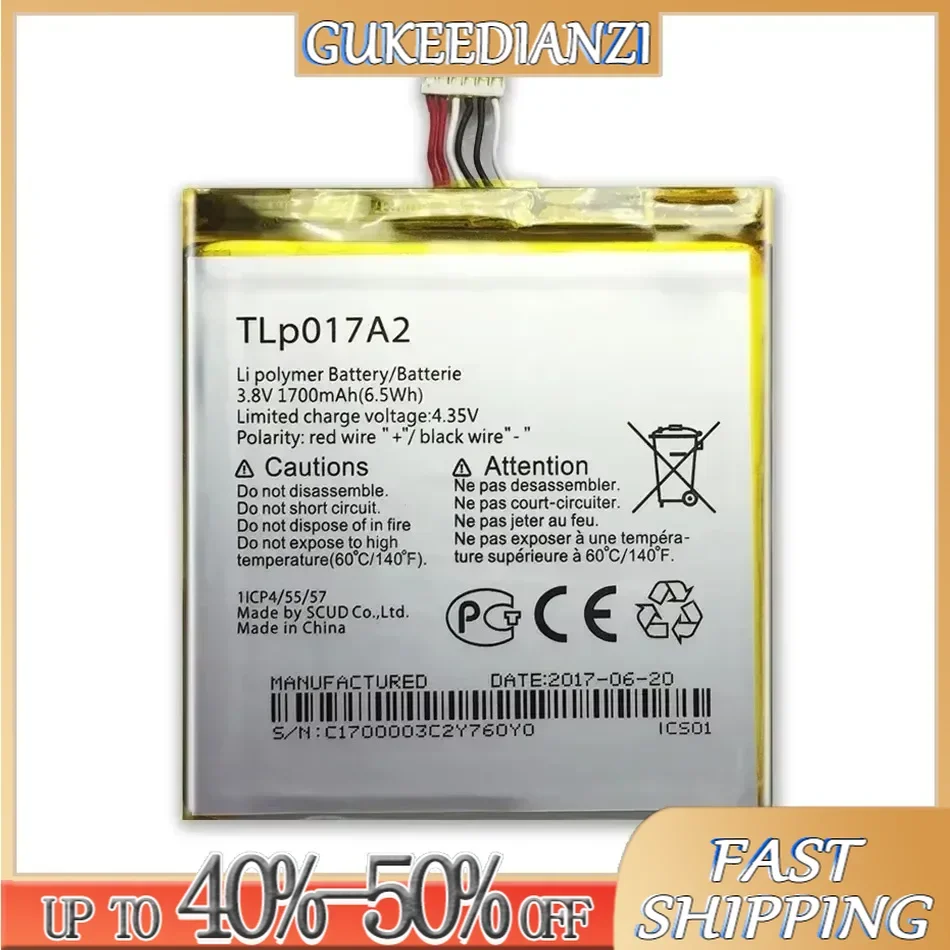 Replacement Battery For Alcatel One Touch Idol Mini OT-6012A, OT-6012E, OT-6012W, TLp017A1 TLp017A2, 1700mAh