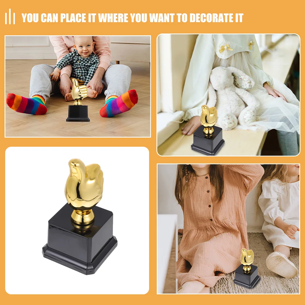 

2 Pcs Shape Trophies Golden Awards for Winner Child Delicate Trophy Cup For Sports Detail Bright Color Shelf Decor
