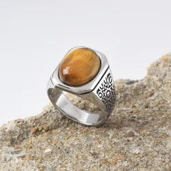 R3174 Men's/Women 316LStainless Steel  Onyx Gem Style Rings Classic Fashion Trend Titanium steel ring Jewelry