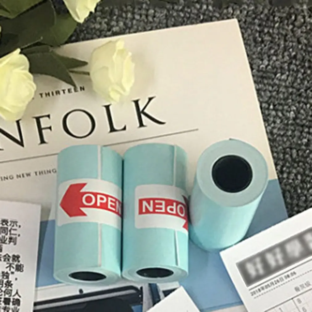 57X3 0มม. พิมพ์กระดาษกาวติดด้านหลังสีขาวมีกาวเหนียวกระดาษความร้อนอุปกรณ์เสริมสำหรับเครื่องพิมพ์มินิ Ericsson