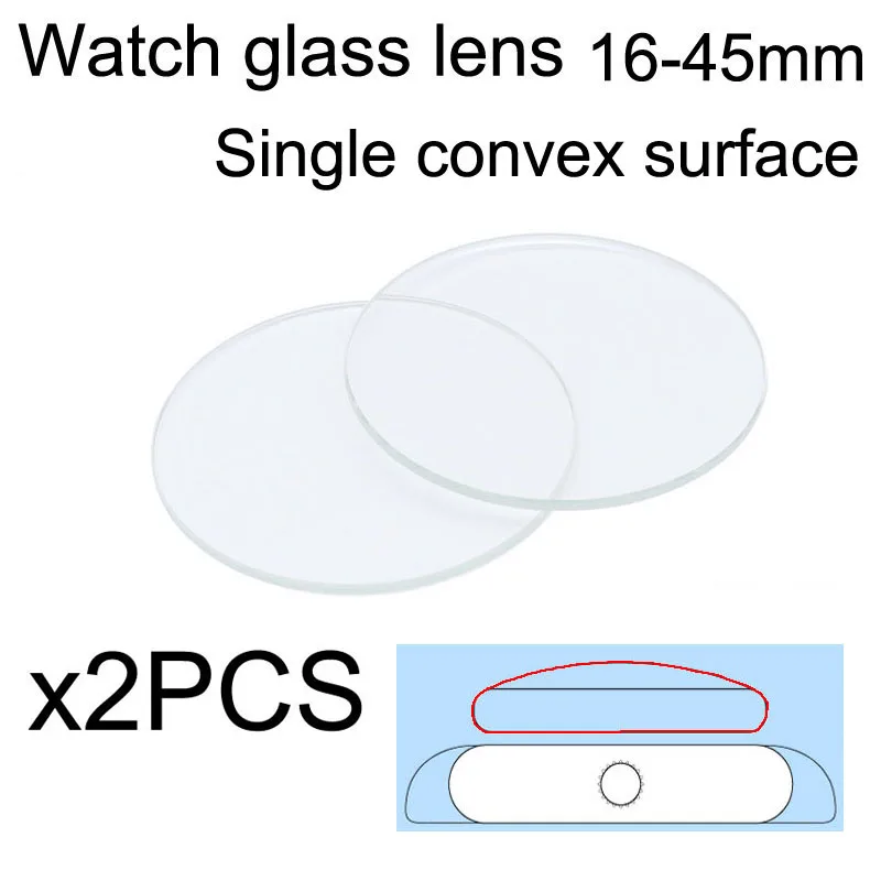 Single Convex Dome Watch Glass 16mm-45mm 2PCS Replacement Clear Smart Watch Glass Dial Lens Mirror Watch Repair Tool Part