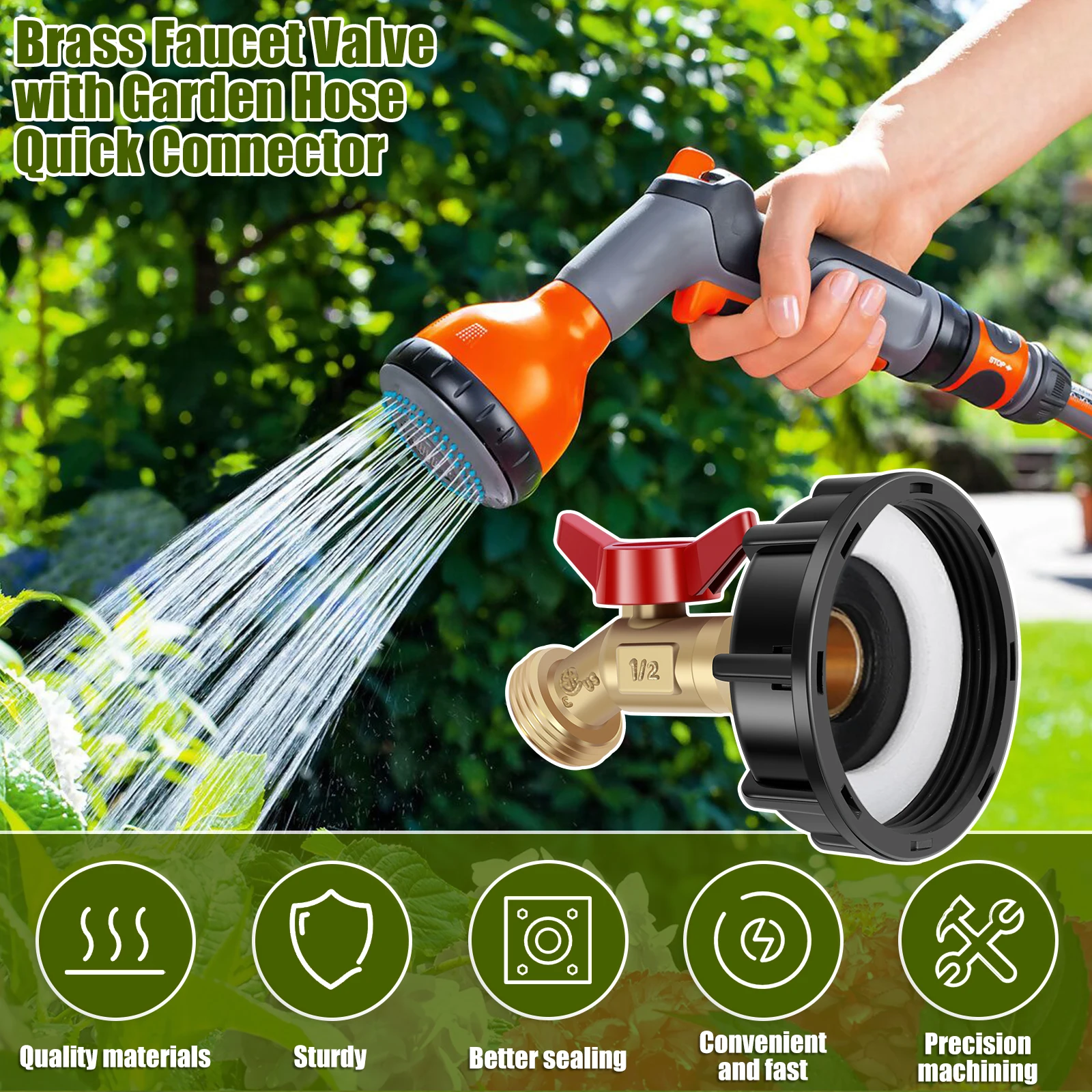 

IBC Tote Резервуар для воды 2,44-дюймовый фитинг с тонкой резьбой Герметичный прочный латунный кран с быстрым разъемом для садового шланга