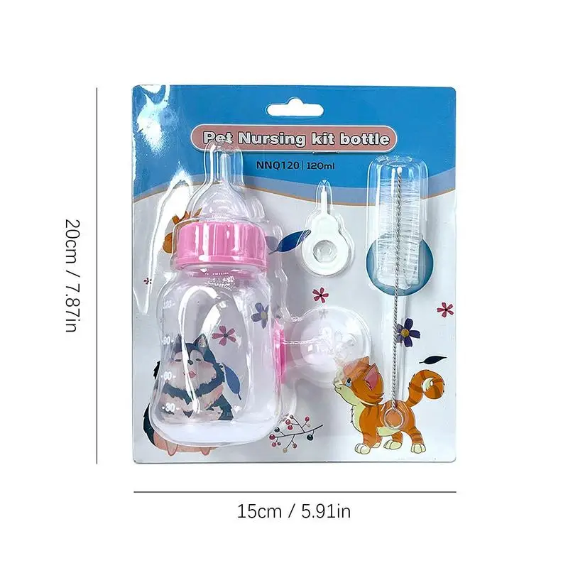 120ml Pet Milk Bottle Puppy Cat Feeder With Scale Pet Soother Bottle Set Pacifier Bite Resistant Puppy Feeding Supplies