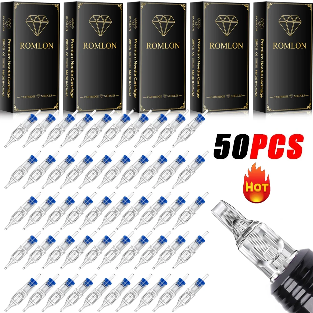 50/10PCS Disposable Tattoo Cartridges Needle RM/RL/M1/RS 0.35MM Diameter Sterilize Tattoo Needle for Tattoo Machine Pen Supply