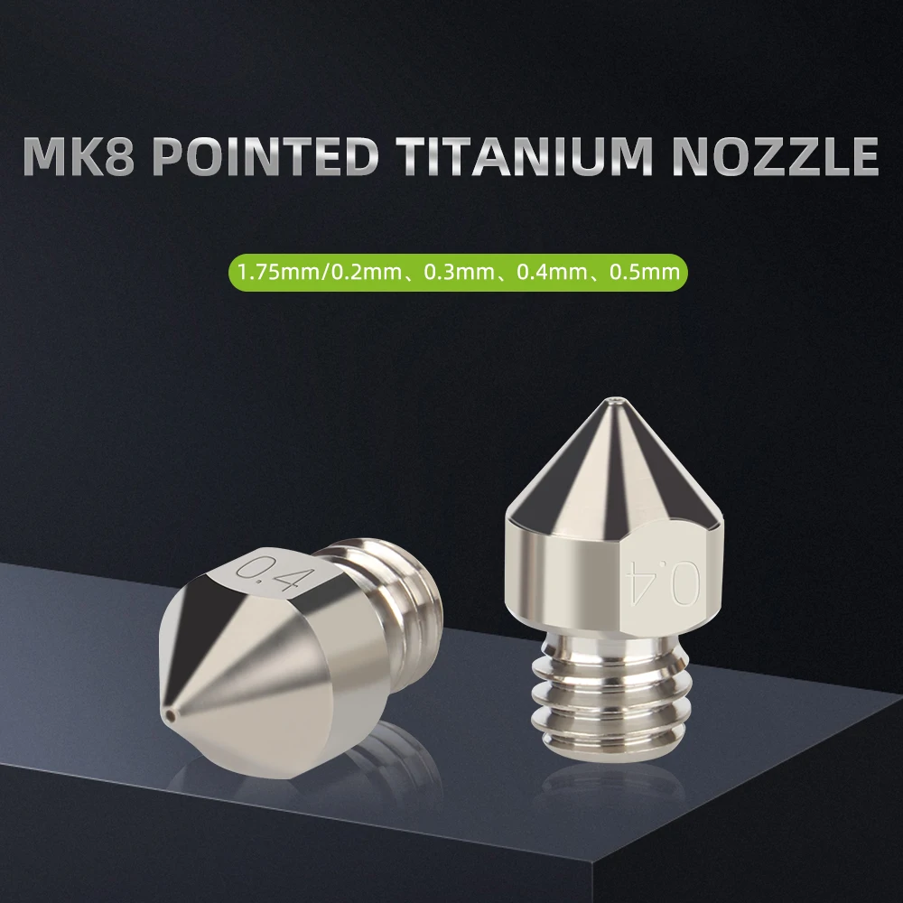 MK8 Titanium alloy Nozzle 0.2/0.3/0.4/0.5mm High precision Hotend parts For 1.75mm Filament Ender 3 CR10 Ender 5 3D Printer