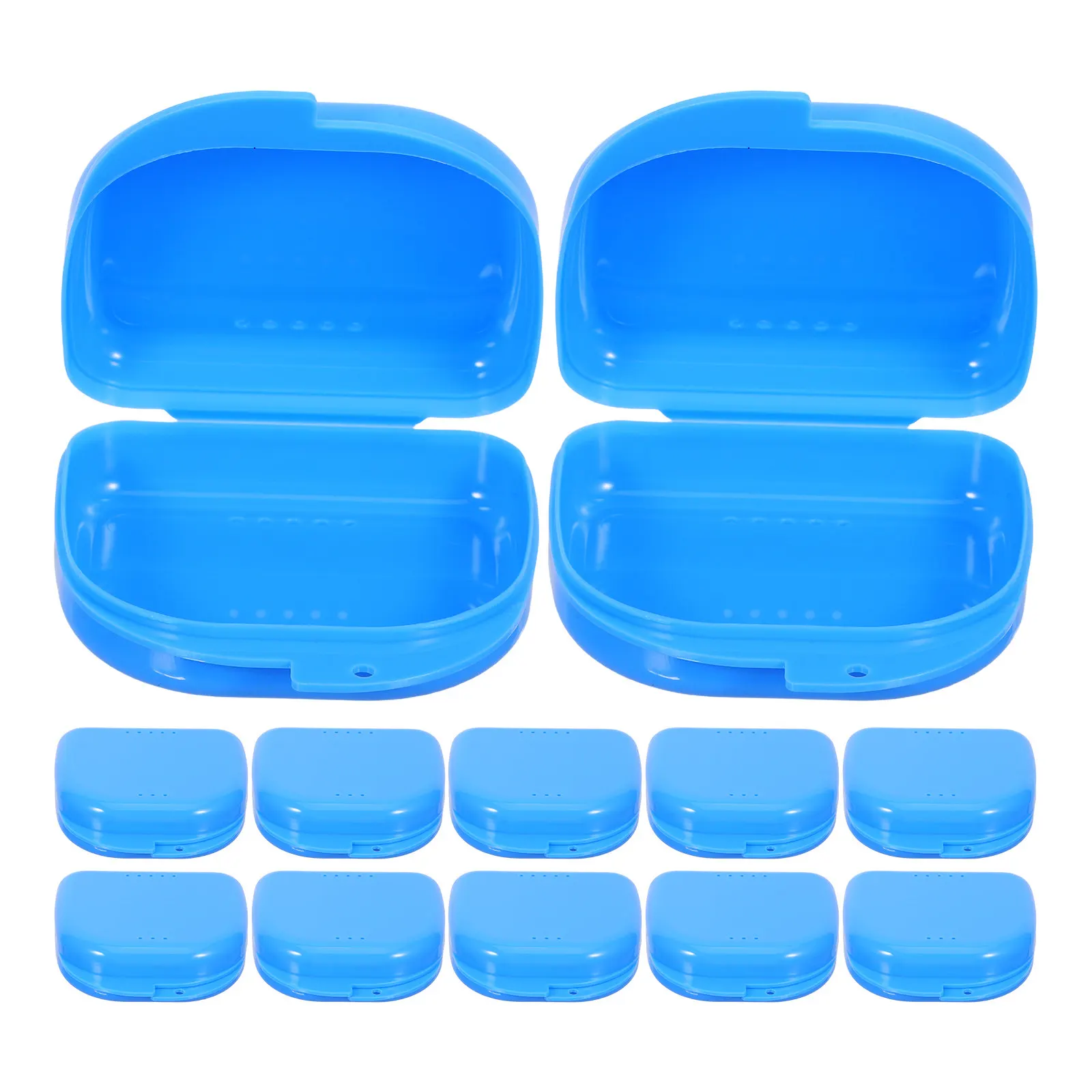 

Набор из 12 контейнеров для зубных протезов: светло-голубые, герметичные, вентилируемые, компактные, для путешествий и ежедневного использования, органайзеры для брекетов