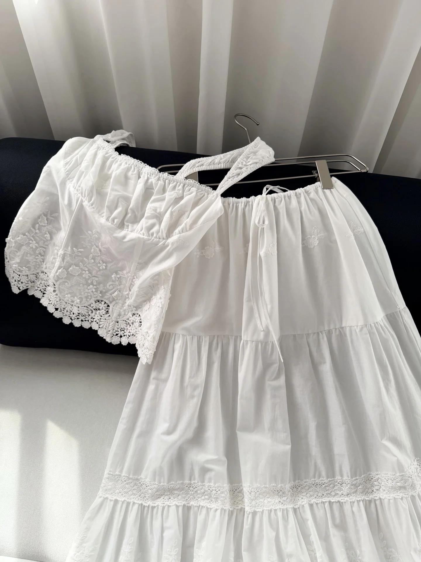 2026 Spring/Summer New High Quality Elegant 100% Yarn Cotton Positioned Embroidery Flower A-line Half Skirt Women's Wear