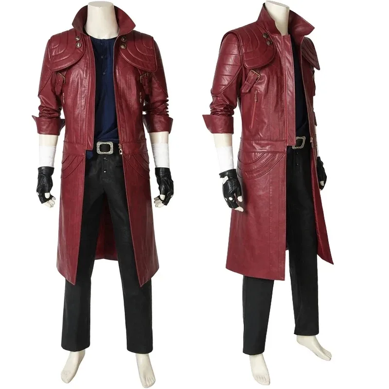 

25COSDemon Hunter Dante Game DMC 5 Cosplay Costume Red Long Jacket Halloween Christmas Outfit With Boots