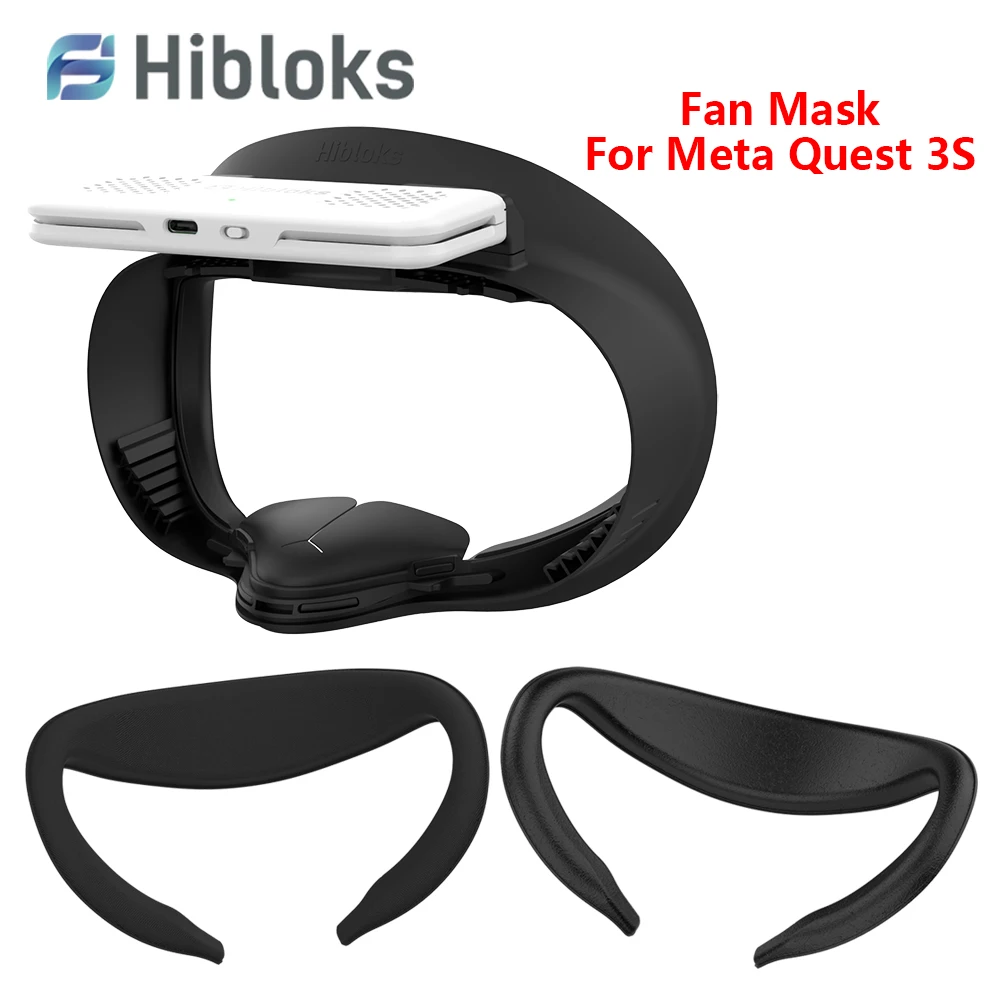 Hibloks For Meta Quest 3S VR Mask Facial Interface With Radiator Cool Fan Mask Nose Pad Anti-light leakage For Quest3S Accessory