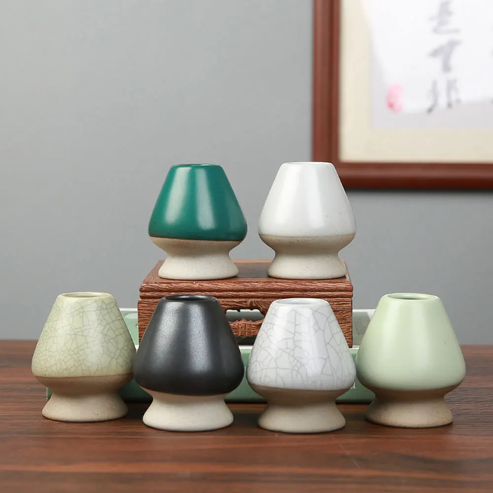 1Pc Japanese Ceramic Matcha Green Tea Holder Stand Bowl Bamboo Whisk Grinder Brushes Tea Tools Holder Tea Accessories Teaware