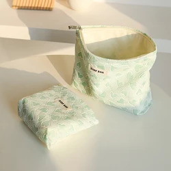 Green love for women's makeup bag double canvas zipper cosmetics storage bag borsa da viaggio borsa da toilette borsa da viaggio borsa da viaggio