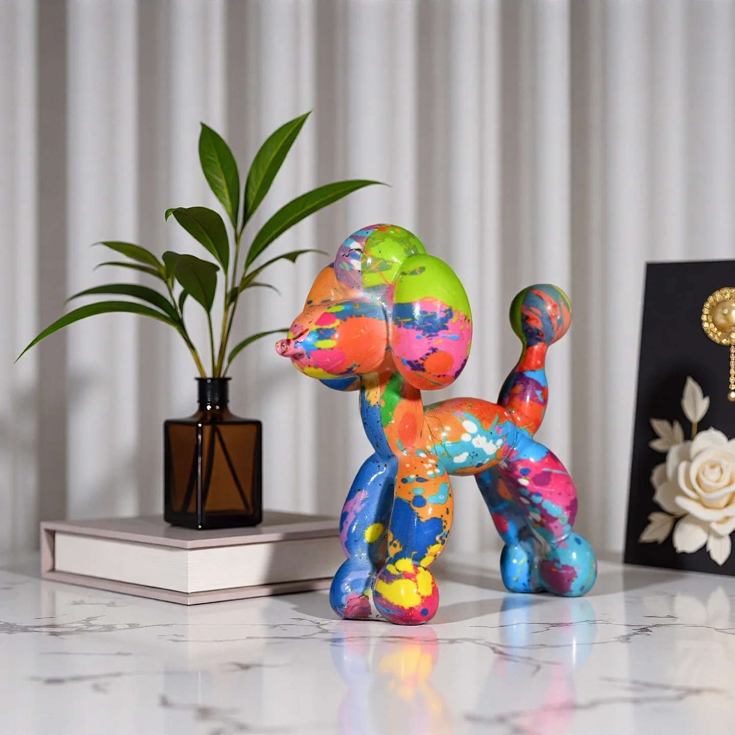 Light Luxury Poodle Ornament Living Room Floor Wine Cabinet Set TV Cabinet Billiards Room Home Decoration