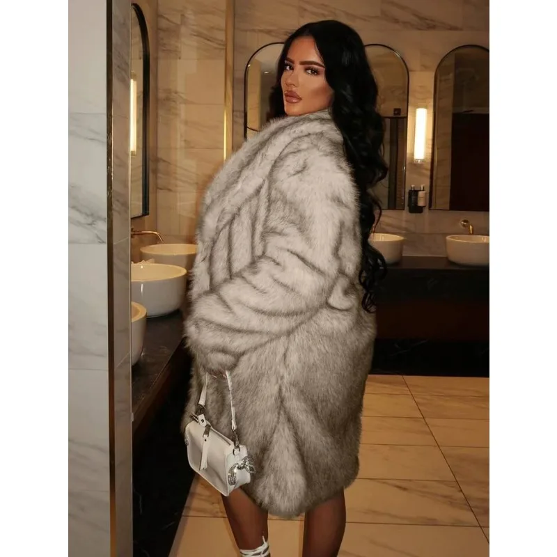 가을 겨울 새로운 여성 자켓 열 컴포트 자켓 캐주얼 코트 인공 모피 모조 모피 롱 코트 하이 스트리트 2025