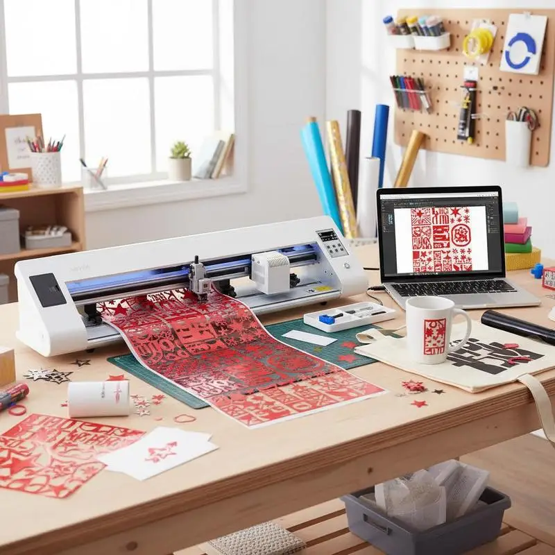 Vinylschneidemaschine (60 cm Schnittbreite) mit automatischer Kantenerkennung, Designsoftware, 2 Klingentypen und Materialien, die mit SVG/EPS/PLT kompatibel sind, für individuelles DIY-Basteln.
