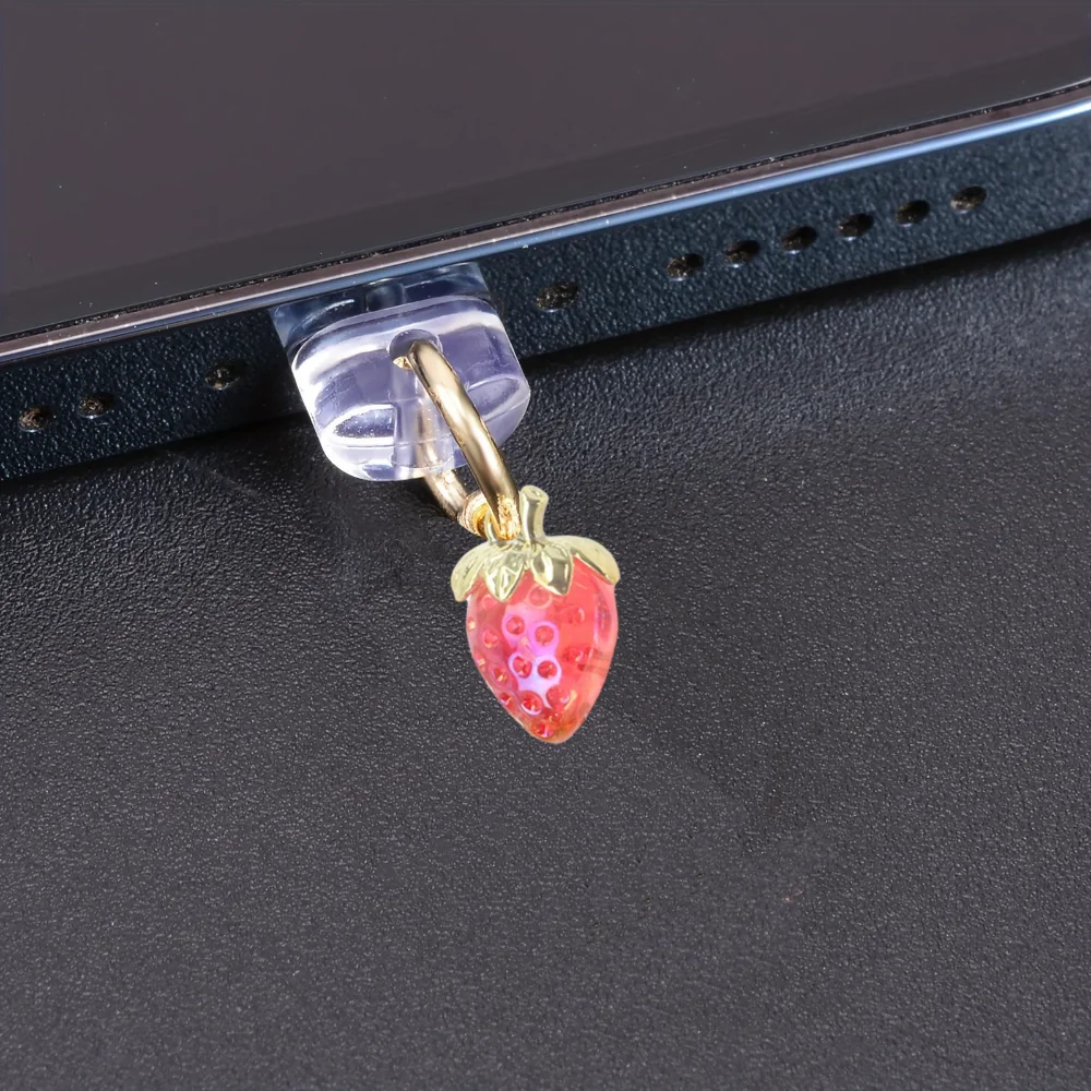 아이폰 및 삼성 Type-C 휴대폰을 위한 귀여운 딸기 과일 먼지 플러그 액세서리 장식